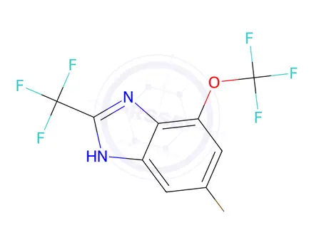 Chemical structure of 6-Bromo-4-(trifluoromethoxy)-2-(trifluoromethyl)-1H-benzimidazole