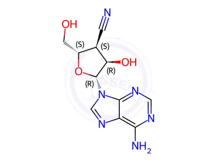 Chemical structure of (2S,3S,4R,5R)-5-(6-Amino-9H-purin-9-yl)-4-hydroxy-2-(hydroxymethyl)tetrahydrofuran-3-carbonitrile
