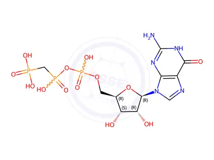 Chemical structure of Guanosine-5'-[(b,gamma)-methyleno]triphosphate sodium salt