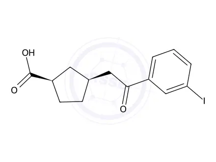 Chemical structure of cis-3-[2-(3-Iodophenyl)-2-oxoethyl]-cyclopentane-1-carboxylic acid