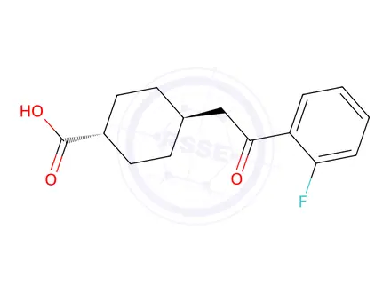 Chemical structure of trans-4-(2-(2-Fluorophenyl)-2-oxoethyl)cyclohexanecarboxylic acid