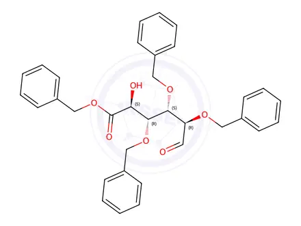 Chemical structure of Benzyl (2S,3R,4S,5R)-3,4,5-tris(benzyloxy)-2-hydroxy-6-oxohexanoate