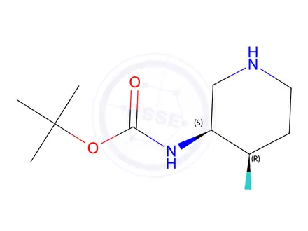 Chemical structure of tert-butyl((3S,4R)-4-fluoropiperidin-3-yl)carbamate
