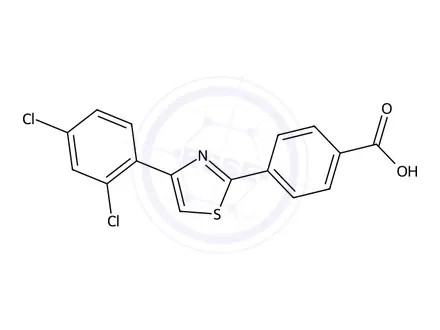Chemical structure of 4-(4-(2,4-Dichlorophenyl)thiazol-2-yl)benzoic acid