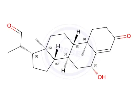 Chemical structure of 2-((6R,8S,9S,10R,13S,14S,17R)-6-Hydroxy-10,13-dimethyl-3-oxo-2,3,6,7,8,9,10,11,12,13,14,15,16,17-tetradecahydro-1H-cyclopenta[a]phenanthren-17-yl)propanal