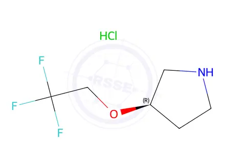 Chemical structure of Pyrrolidine, 3-(2,2,2-trifluoroethoxy)-, hydrochloride (1:1), (3R)-