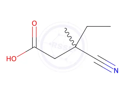 Chemical structure of 3-cyano-3-methylpentanoic acid