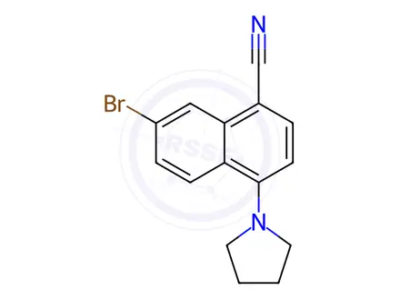 Chemical structure of 1-Naphthalenecarbonitrile, 7-bromo-4-(1-pyrrolidinyl)-