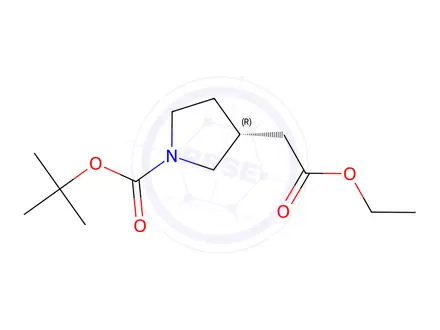 Chemical structure of tert-Butyl (R)-3-(2-ethoxy-2-oxoethyl)pyrrolidine-1-carboxylate