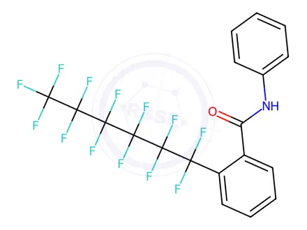 Chemical structure of N-phenyl-2-(1,1,2,2,3,3,4,4,5,5,6,6,6-tridecafluorohexyl)benzamide