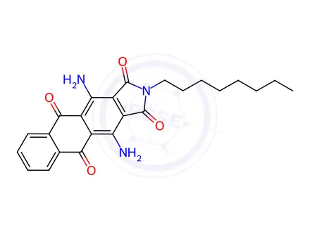 Chemical structure of 4,11-Diamino-2-octyl-1H-naphth[2,3-f]isoindole-1,3,5,10(2H)-tetrone