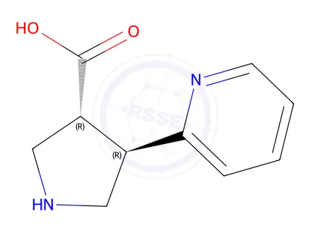 Chemical structure of (3R,4R)-4-(pyridin-2-yl)pyrrolidine-3-carboxylic acid