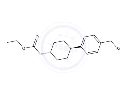 Chemical structure of Ethyl 2-((trans-4-(4-(bromomethyl)phenyl)cyclohexyl)acetate