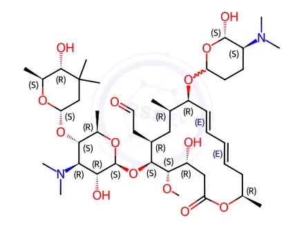 Chemical structure of Leucomycin V, 9-O-[5-(dimethylamino)tetrahydro-6-methyl-2H-pyran-2-yl]-, [9(5S,6R)]-, [1,2-ethanediylbis(imino-4,1-phenylene)]bis[arsonate] (1:1) (salt)