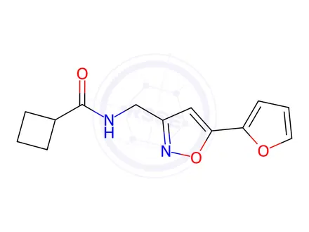 Chemical structure of N-((5-(Furan-2-yl)isoxazol-3-yl)methyl)cyclobutanecarboxamide