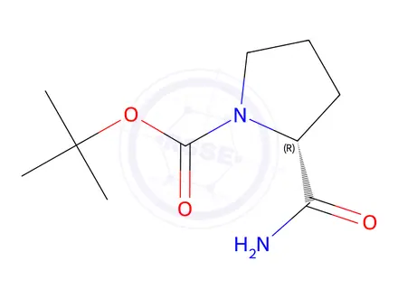 Chemical structure of (R)-Tert-Butyl 2-carbamoylpyrrolidine-1-carboxylate