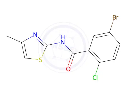 Chemical structure of 5-Bromo-2-chloro-N-(4-methylthiazol-2-yl)benzamide