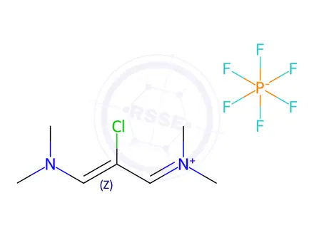 Chemical structure of 2-Chloro-3-(dimethylamino)-N,N-dimethyl-2-propen-1-aminium Hexafluorophosphate(1-)