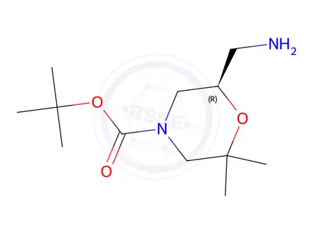 Chemical structure of (R)-TERT-BUTYL 6-(AMINOMETHYL)-2,2-DIMETHYLMORPHOLINE-4-CARBOXYLATE
