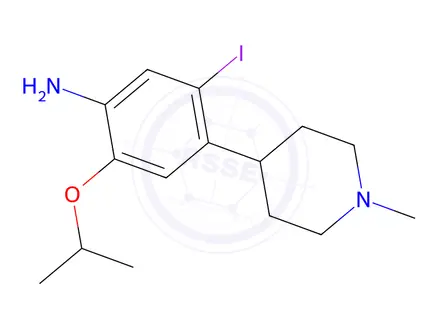 Chemical structure of 5-Iodo-2-isopropoxy-4-(1-methylpiperidin-4-yl)aniline