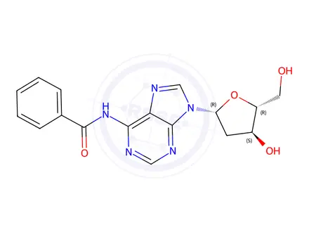 Chemical structure of N-(9-((2R,4S,5R)-4-Hydroxy-5-(hydroxymethyl)tetrahydro-furan-2-yl)-9H-purin-6-yl)benzamide