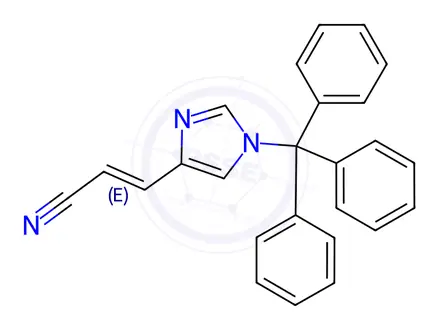Chemical structure of (2E)-3-[1-Triphenylmethyl)imidazol-4-yl]prop-2-enenitrile