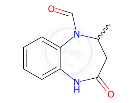 Chemical structure of 2-Methyl-4-oxo-2,3,4,5-tetrahydro-1H-1,5-benzodiazepine-1-carbaldehyde