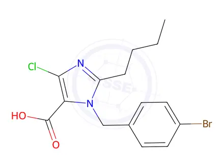 Chemical structure of N-(4-Bromobenzyl)-2-butyl-4-chloro-1H-imidazole-5-carboxylic Acid