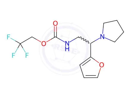Chemical structure of 2,2,2-Trifluoroethyl (2-(furan-2-yl)-2-(pyrrolidin-1-yl)ethyl)carbamate