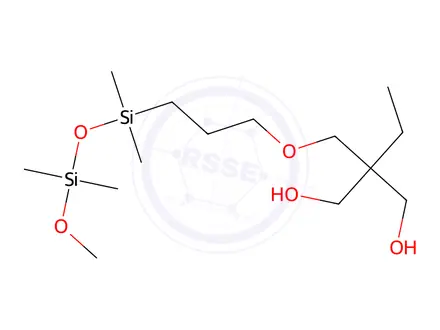 Chemical structure of MONODICARBINOL TERMINATED POLYDIMETHYLSILOXANE