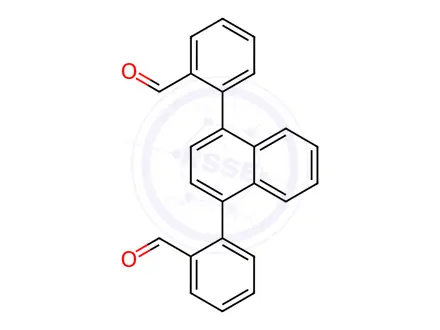 Chemical structure of 2-[4-(2-formylphenyl)naphthalen-1-yl]benzaldehyde