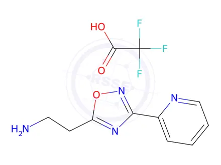 Chemical structure of 2-(3-(Pyridin-2-yl)-1,2,4-oxadiazol-5-yl)ethan-1-amine 2,2,2-trifluoroacetate