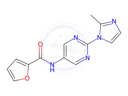 Chemical structure of N-(2-(2-Methyl-1H-imidazol-1-yl)pyrimidin-5-yl)furan-2-carboxamide