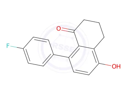 Chemical structure of 8-(4-fluorophenyl)-3,4-dihydro-5-hydroxynaphthalen-1(2H)-one
