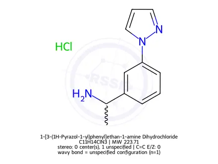 Chemical structure of 1-[3-(1H-Pyrazol-1-yl)phenyl]ethan-1-amine Dihydrochloride