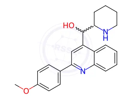 Chemical structure of 2-(4-Methoxyphenyl)-α-2-piperidinyl-4-quinolinemethanol Dihydrochloride