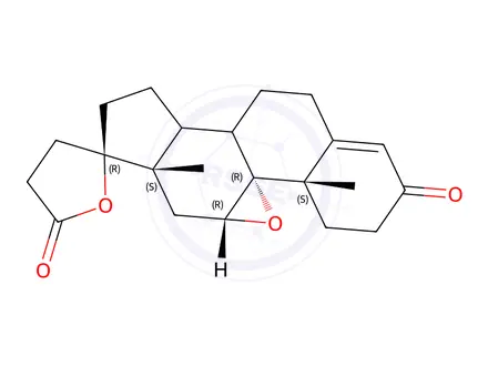 Chemical structure of 50394-27-9 9,11alpha-Epoxy-17-hydroxy-3-oxopregna-4-ene-21-carboxylic acid gamma-lactone