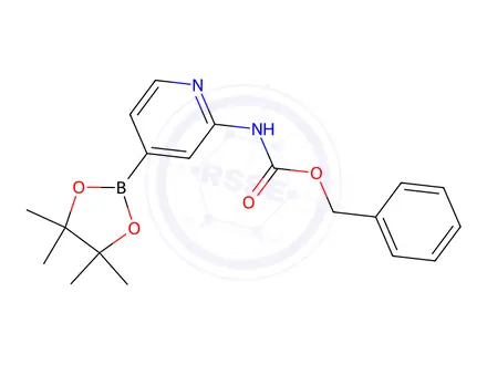 Chemical structure of benzyl 4-(4,4,5,5-tetramethyl-1,3,2-dioxaborolan-2-yl)pyridin-2-ylcarbamate