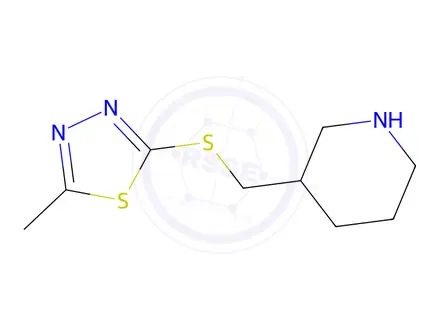 Chemical structure of 2-Methyl-5-((piperidin-3-ylmethyl)thio)-1,3,4-thiadiazole