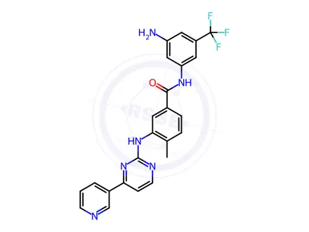 Chemical structure of N-(3-Amino-5-(trifluoromethyl)phenyl)-4-methyl-3-((4-(pyridin-3-yl)pyrimidin-2-yl)amino)benzamide