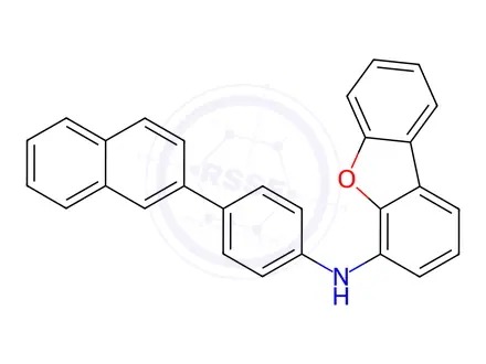 Chemical structure of N-[4-(2-naphthalenyl)phenyl]-4-Dibenzofuranamine