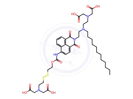 Chemical structure of Glycine, N-[2-[[2-[6-[[[2-[[2-[bis(carboxymethyl)amino]ethyl]dithio]ethoxy]carbonyl]amino]-1,3-dioxo-1H-benz[de]isoquinolin-2(3H)-yl]ethyl]dodecylamino]ethyl]-N-(carboxymethyl)-