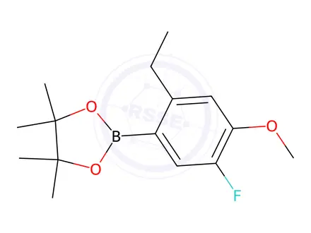 Chemical structure of (2-Ethyl-5-fluoro-4-methoxybenzene)boronic acid pinacol ester, 97%