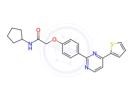 Chemical structure of N-cyclopentyl-2-(4-(4-(thiophen-2-yl)pyrimidin-2-yl)phenoxy)acetamide