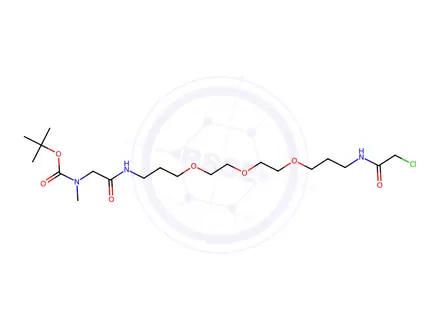 Chemical structure of N’-(13-Chloroacetamido-4,7,10-trioxatridecanyl)-N-methyl-N-tert-butoxycarbonyl-glycinamide