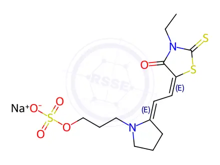 Chemical structure of sodium 3-[2-[(3-ethyl-4-oxo-2-thioxothiazolidin-5-ylidene)ethylidene]pyrrolidin-1-yl]propyl sulphate