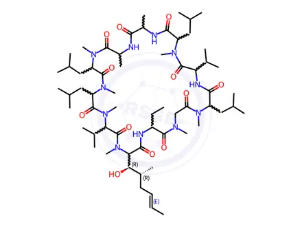 Chemical structure of Cyclosporine