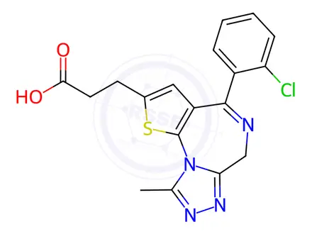 Chemical structure of 100826-98-0 2-[4-(2-Chlorophenyl)-9-methyl-6H-thieno-[3,2-f][1,2,4]-triazolo[4,3-a][1,4]diazepin-2-yl]ethane-1-carboxylic Acid 4-(2-Chlorophenyl)-9-methyl-6H-thieno[3,2-f][1,2,4]triazolo[4,3-a][1,4]diazepine-2-propanoic Acid Desbromo Brotizolam 2-Propanoic Acid