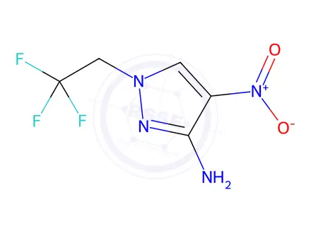 Chemical structure of 4-nitro-1-(2,2,2-trifluoroethyl)-1H-pyrazol-3-amine