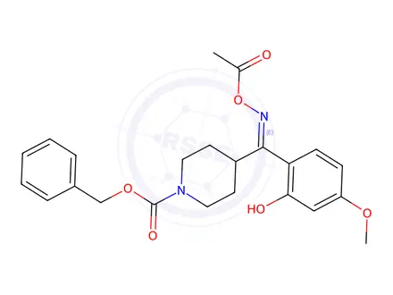 Chemical structure of (E)-2-(5-Methoxy)phenol 4-(N-Benzyloxycarbonyl)piperidinyl-methanone O-Acetyl Oxime